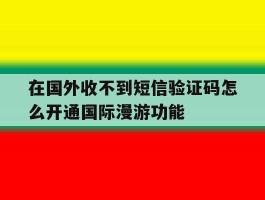 包含在国外收不到短信验证码怎么开通国际漫游功能的词条