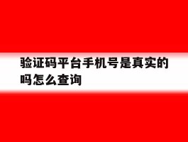 验证码平台手机号是真实的吗怎么查询