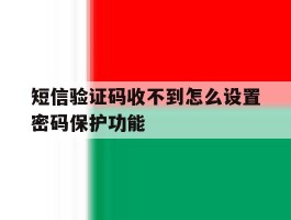 短信验证码收不到怎么设置密码保护功能