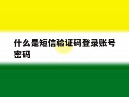 什么是短信验证码登录账号密码