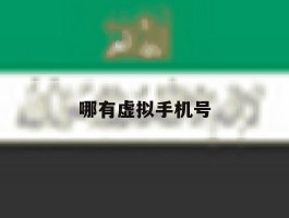 哪有虚拟手机号