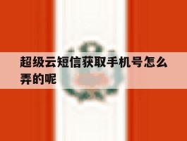 超级云短信获取手机号怎么弄的呢