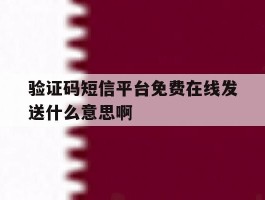 验证码短信平台免费在线发送什么意思啊