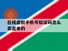 在线虚拟手机号验证码怎么弄出来的