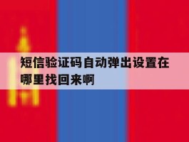 短信验证码自动弹出设置在哪里找回来啊