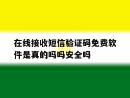 在线接收短信验证码免费软件是真的吗吗安全吗
