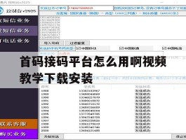 首码接码平台怎么用啊视频教学下载安装的简单介绍