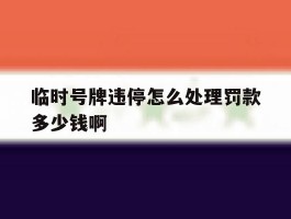 临时号牌违停怎么处理罚款多少钱啊的简单介绍
