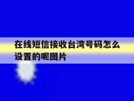 包含在线短信接收台湾号码怎么设置的呢图片的词条