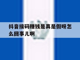 抖音接码赚钱是真是假呀怎么回事儿啊的简单介绍