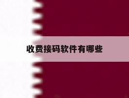 收费接码软件有哪些