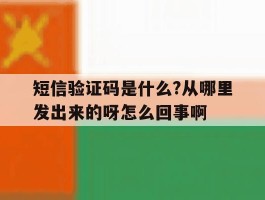 关于短信验证码是什么?从哪里发出来的呀怎么回事啊的信息