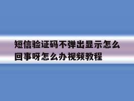 关于短信验证码不弹出显示怎么回事呀怎么办视频教程的信息