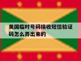 美国临时号码接收短信验证码怎么弄出来的