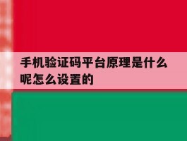 手机验证码平台原理是什么呢怎么设置的的简单介绍