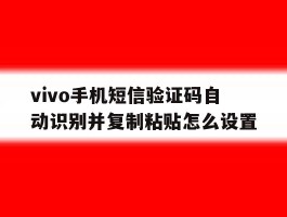vivo手机短信验证码自动识别并复制粘贴怎么设置