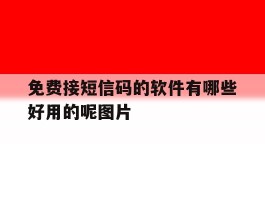 免费接短信码的软件有哪些好用的呢图片