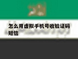 怎么用虚拟手机号收验证码短信