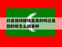 抖音接码赚钱是真的吗还是假的呀怎么回事啊的简单介绍