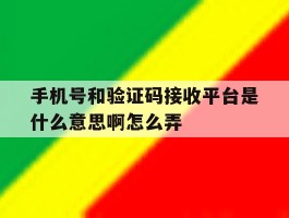 手机号和验证码接收平台是什么意思啊怎么弄
