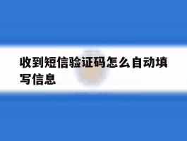 收到短信验证码怎么自动填写信息