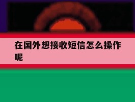 在国外想接收短信怎么操作呢