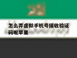 怎么弄虚拟手机号接收验证码呢苹果