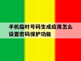 手机临时号码生成应用怎么设置密码保护功能
