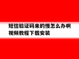 短信验证码来的慢怎么办啊视频教程下载安装的简单介绍