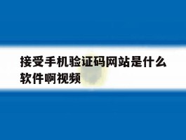 接受手机验证码网站是什么软件啊视频