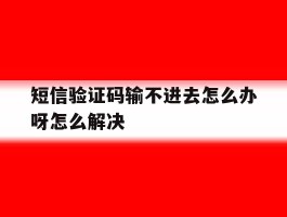 短信验证码输不进去怎么办呀怎么解决