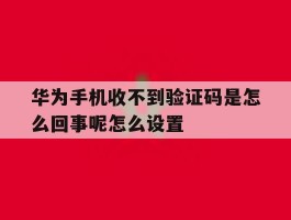 华为手机收不到验证码是怎么回事呢怎么设置