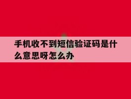 手机收不到短信验证码是什么意思呀怎么办