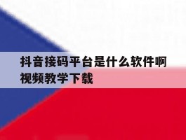 抖音接码平台是什么软件啊视频教学下载的简单介绍