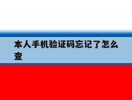 本人手机验证码忘记了怎么查