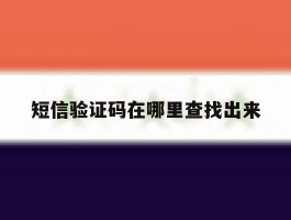 短信验证码在哪里查找出来