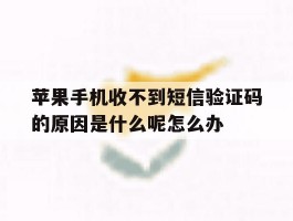 苹果手机收不到短信验证码的原因是什么呢怎么办的简单介绍