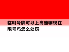 临时号牌可以上高速嘛现在限号吗怎么处罚