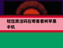 短信激活码在哪里看啊苹果手机