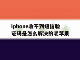 iphone收不到短信验证码是怎么解决的呢苹果
