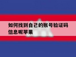 如何找到自己的账号验证码信息呢苹果