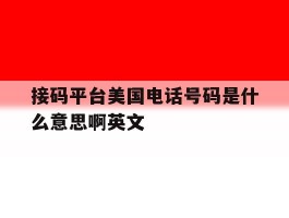 接码平台美国电话号码是什么意思啊英文