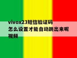 vivox23短信验证码怎么设置才能自动跳出来呢视频的简单介绍
