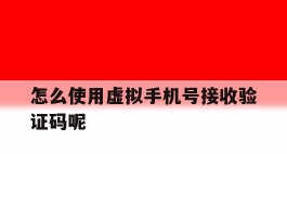 怎么使用虚拟手机号接收验证码呢