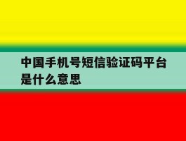 中国手机号短信验证码平台是什么意思
