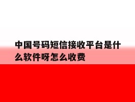 中国号码短信接收平台是什么软件呀怎么收费