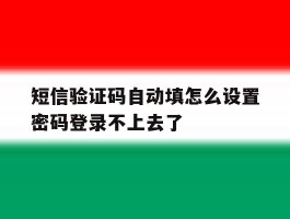 短信验证码自动填怎么设置密码登录不上去了