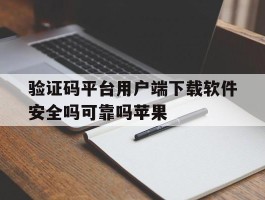 验证码平台用户端下载软件安全吗可靠吗苹果