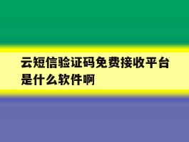 云短信验证码免费接收平台是什么软件啊