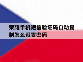荣耀手机短信验证码自动复制怎么设置密码